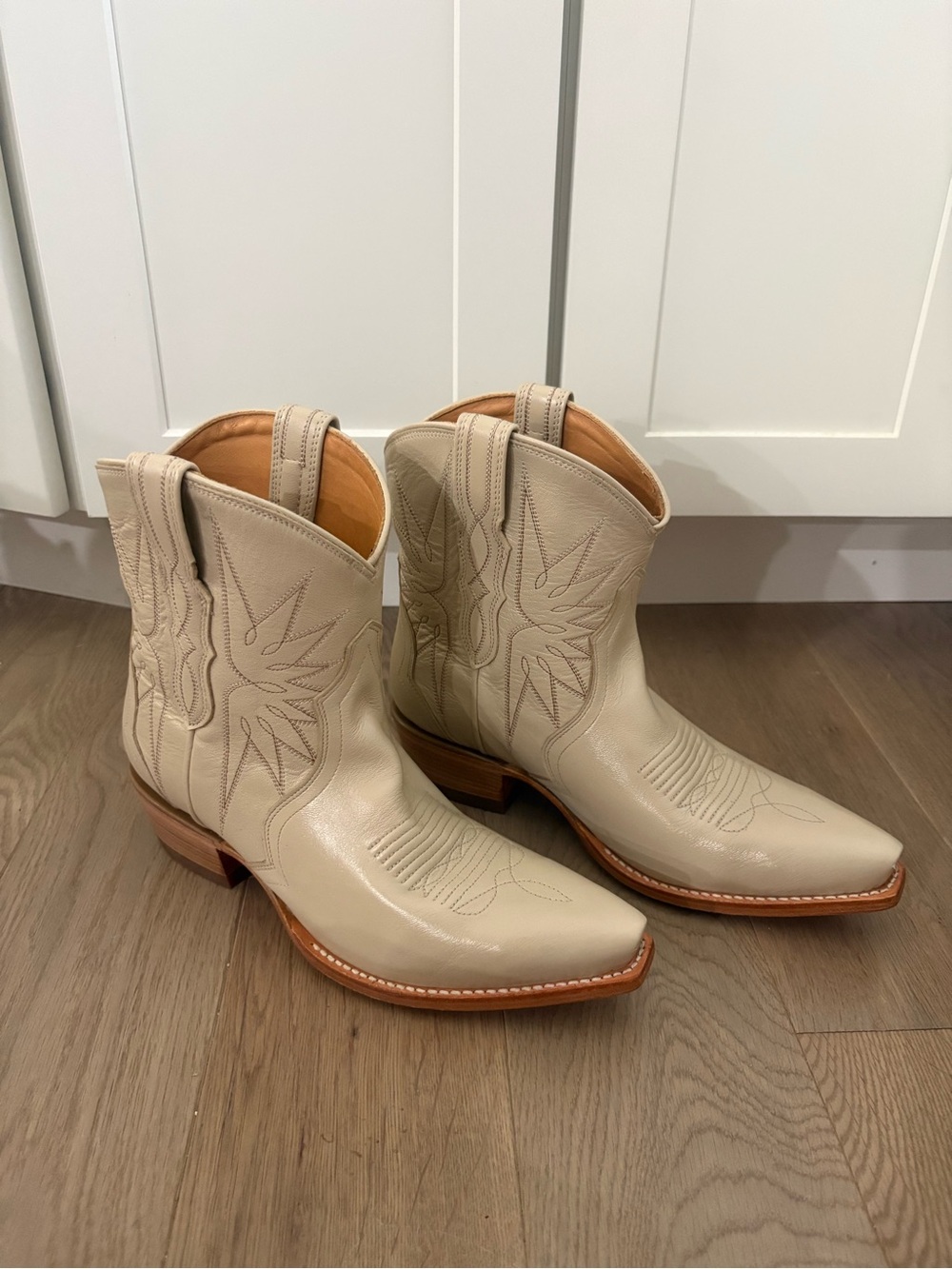 Tecovas Lynn Cream Western Leather Ankle Boots US 9.5